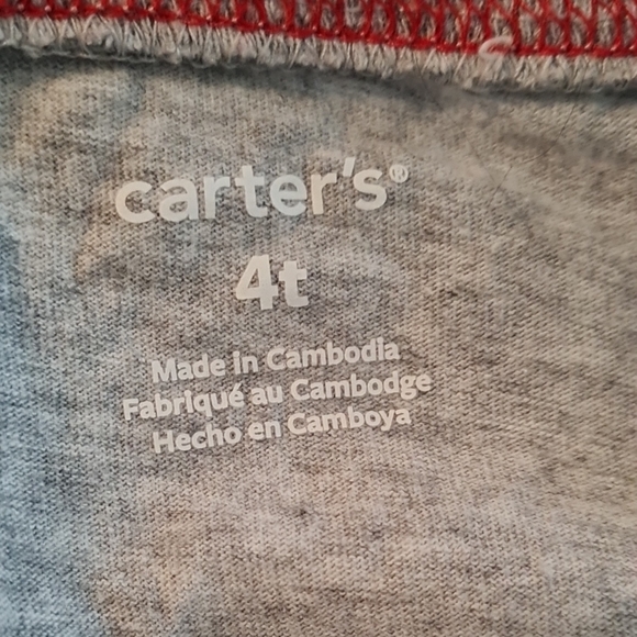 Unisex Carter's Children's Gray Dinosaur Christmas T-Shirt, good used condition - Picture 2 of 4